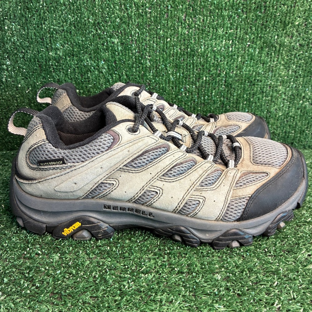 Merrell Moab 3 Waterproof Low Top Hiking Vibram Sneaker Granite Mens Sz 9.5 Wide